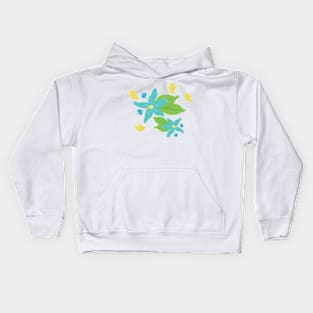 Blue Flower and Yellow Leaf Kids Hoodie